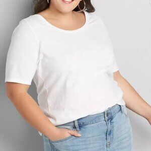 Lane Bryant Short Sleeve Scoopneck White 18/20 T Shirt